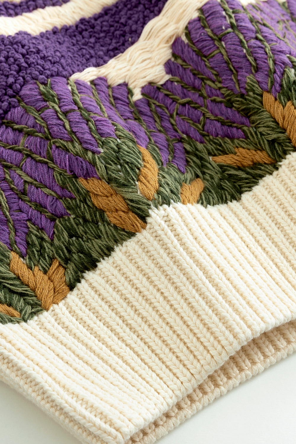 Lavender Field Hand Embroidery Sweater