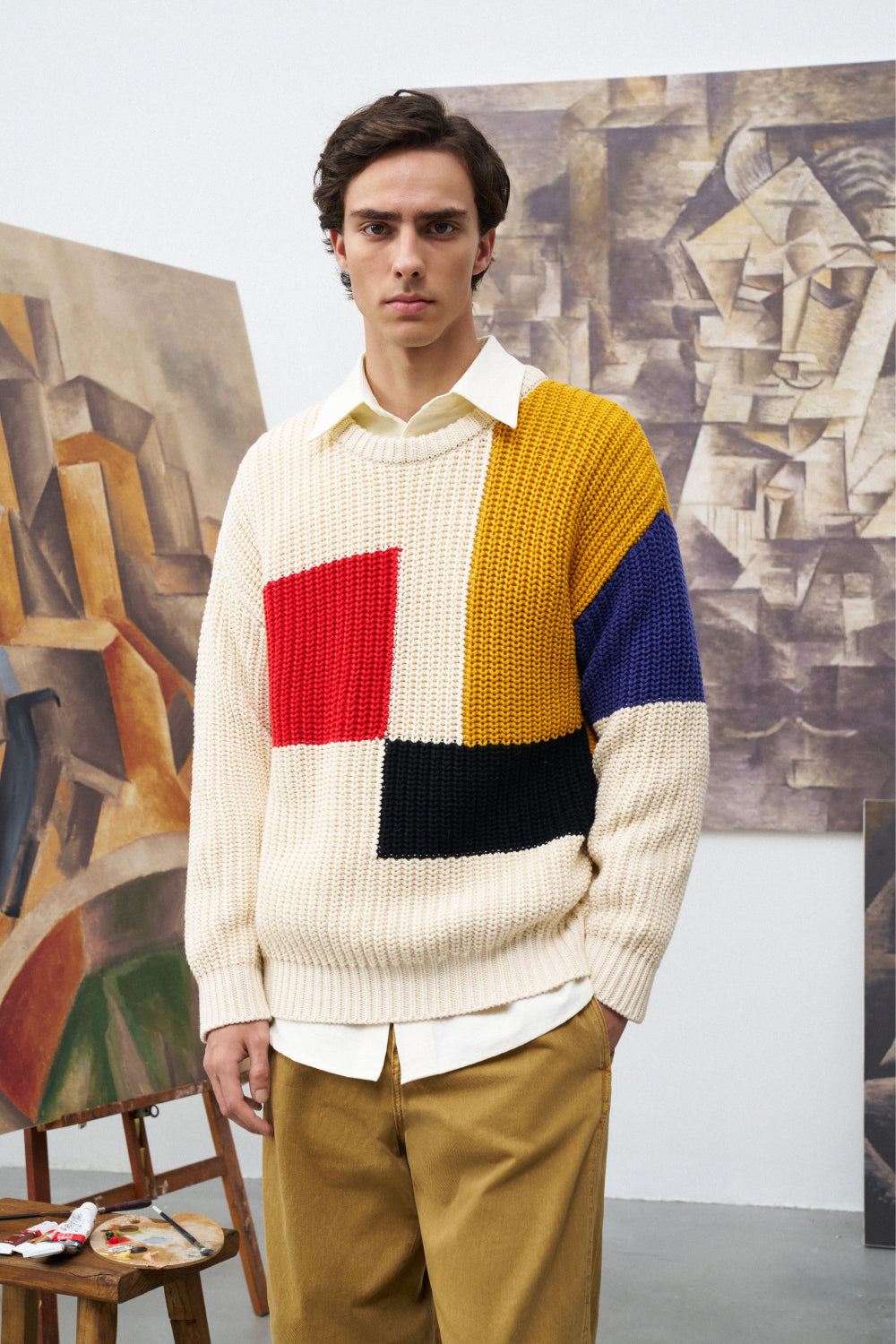 Mondrian Block Sweater