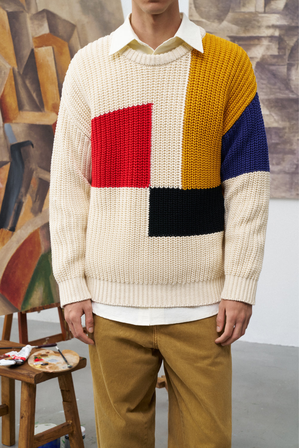 Mondrian Block Sweater