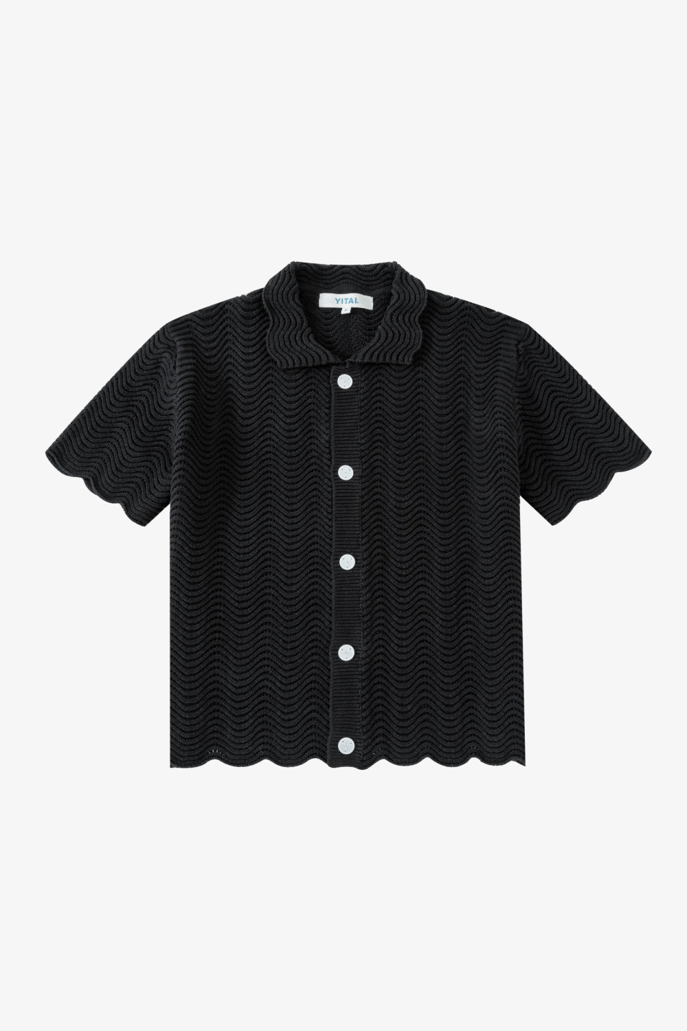 Black Shale Stitch Button Up