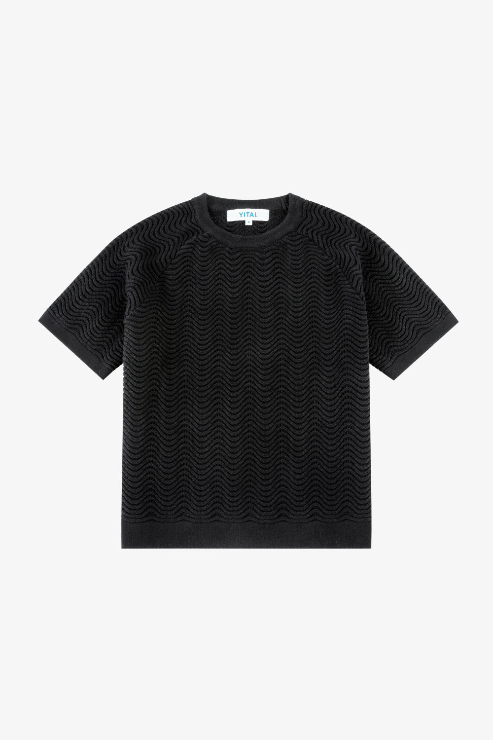 Black Shale Stitch Knit T-Shirt