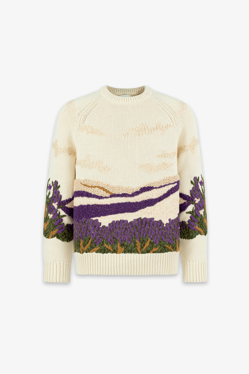 Lavender Field Hand Embroidery Sweater