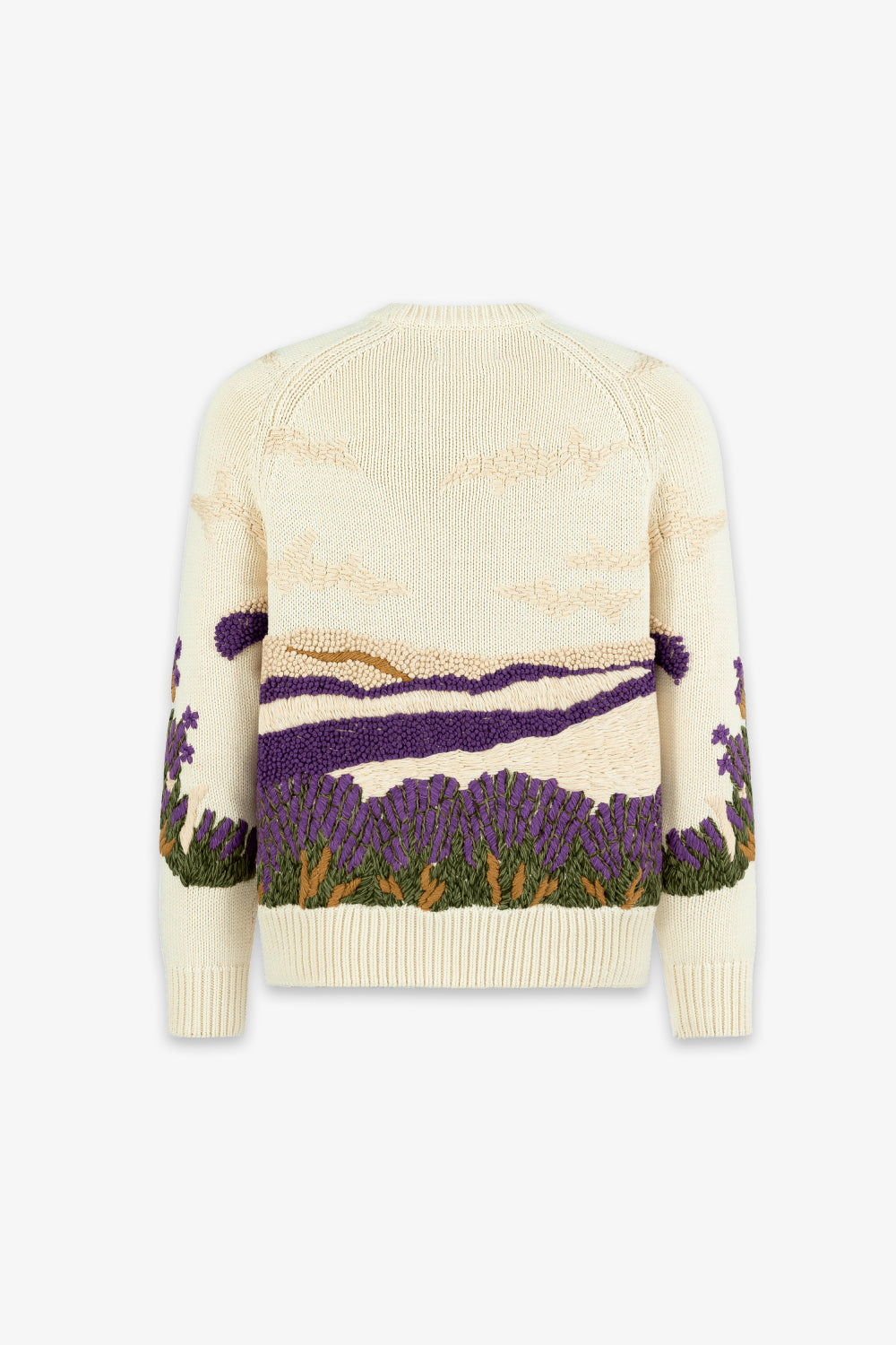 Lavender Field Hand Embroidery Sweater