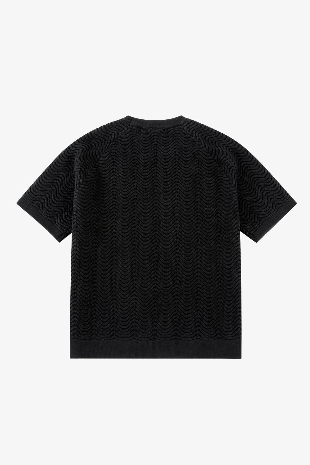 Black Shale Stitch Knit T-Shirt