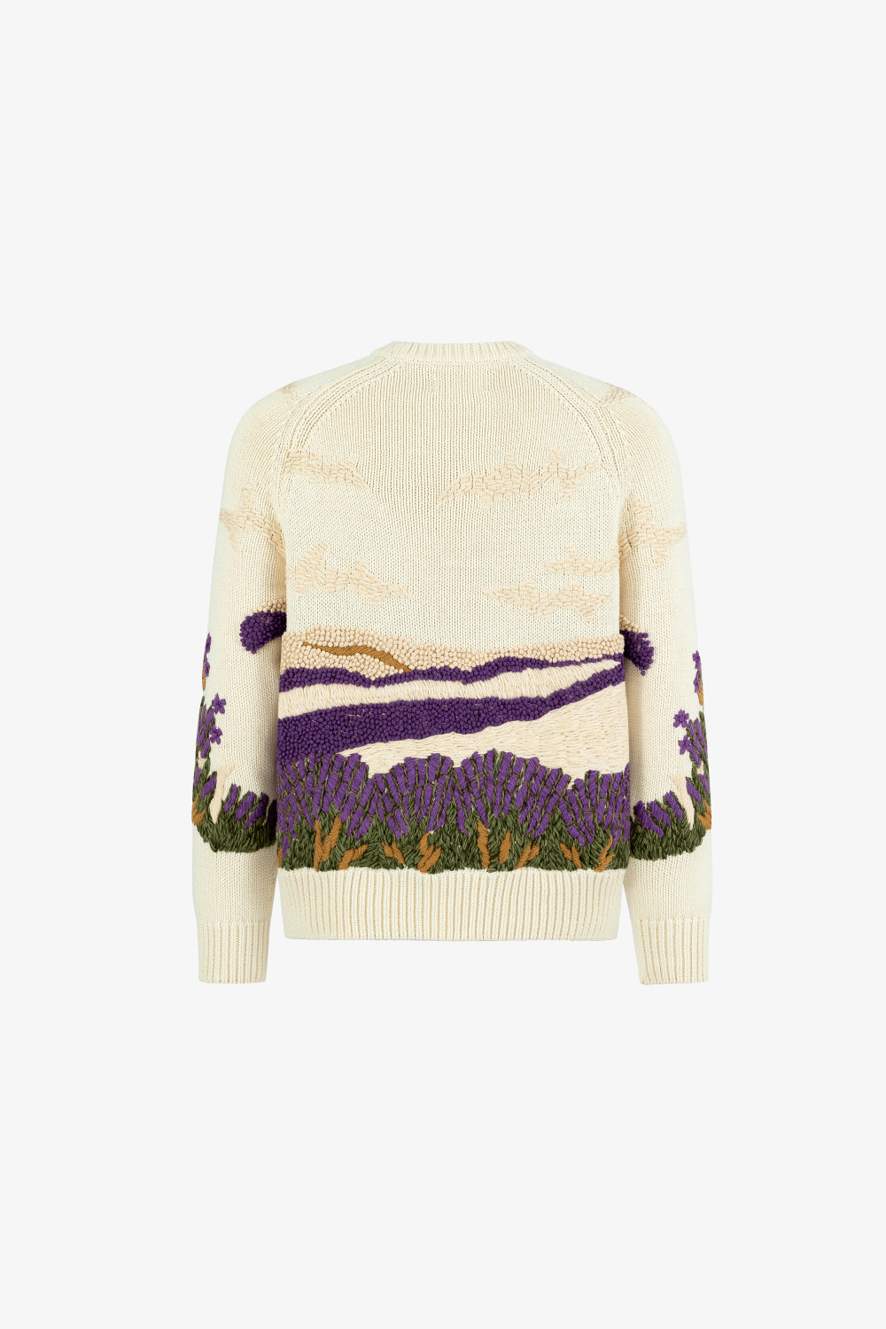 Lavender Field Hand Embroidery Sweater