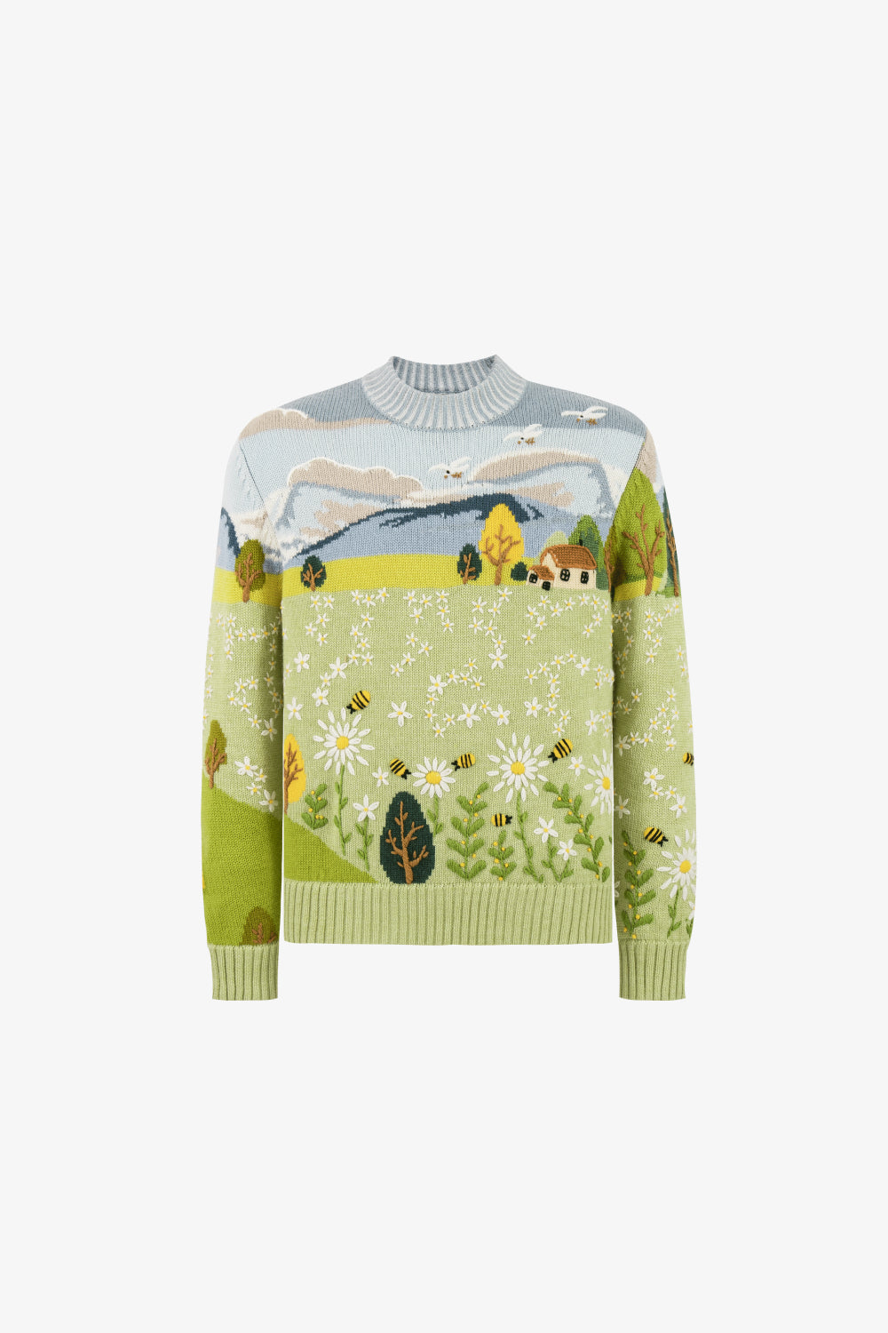 Summer Bloom Hand Embroidery Sweater